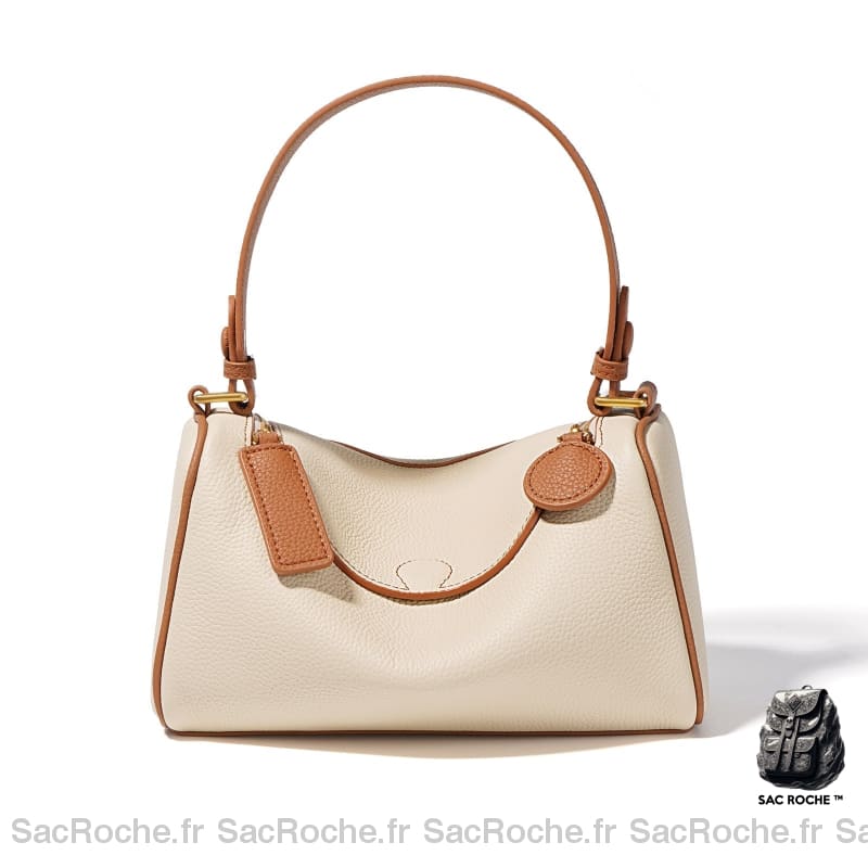 Sac Main Cuir Grainé Femme Beige / 24X11X15Cm À Main Femme