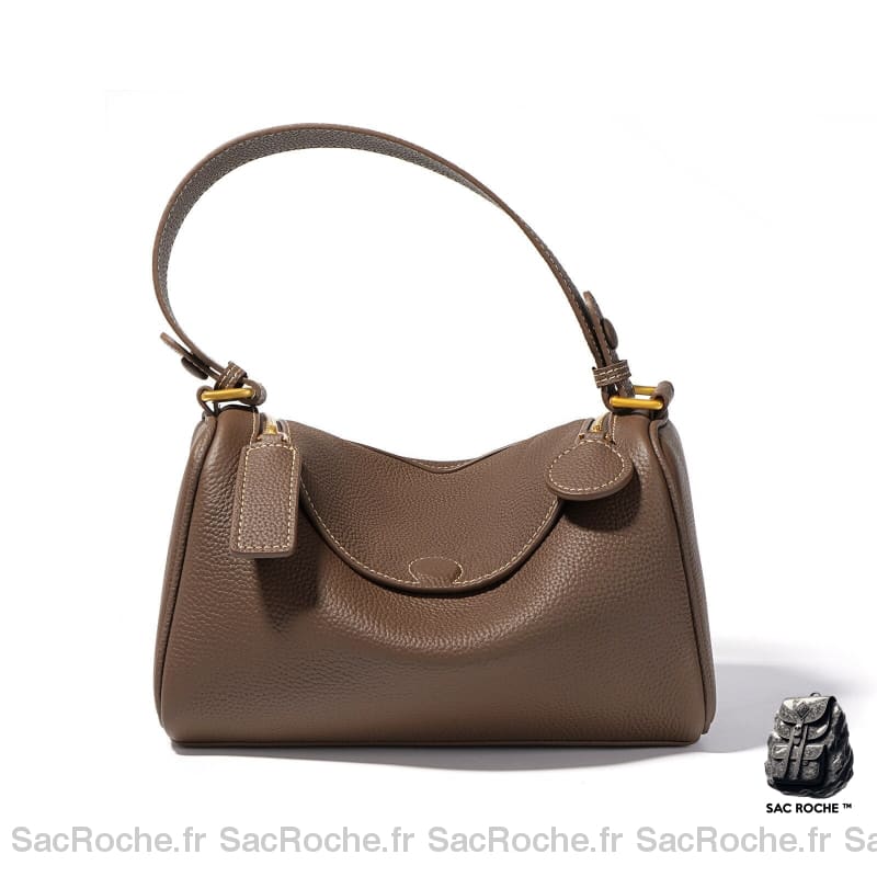 Sac Main Cuir Grainé Femme Café / 24X11X15Cm À Main Femme