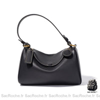 Sac main cuir grainé femme - modèle Noir / 24x11x15cm - Sac Roche ™
