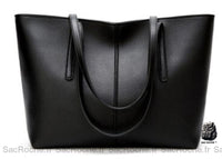 Sac main cuir grand format femme - modèle Noir - Sac Roche ™
