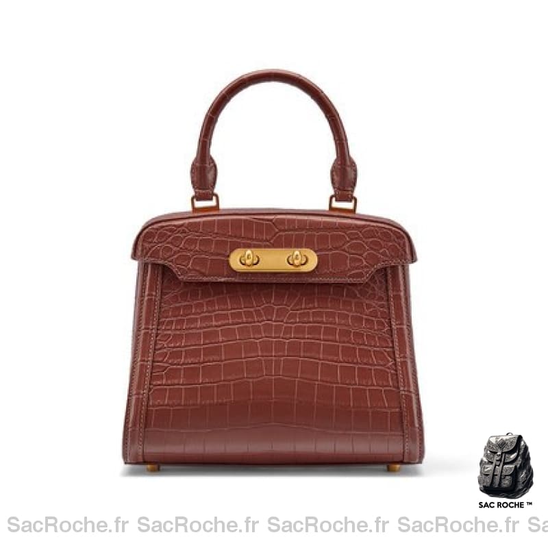 Sac Main Cuir Marron Élégant Femme À