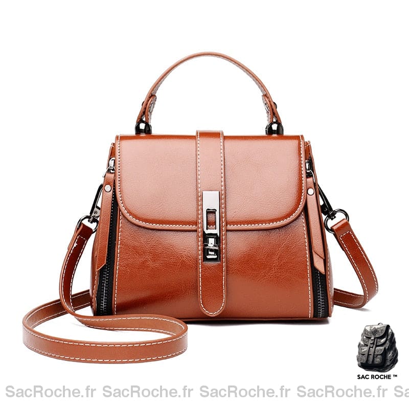 Sac Main Cuir Marron Femme À