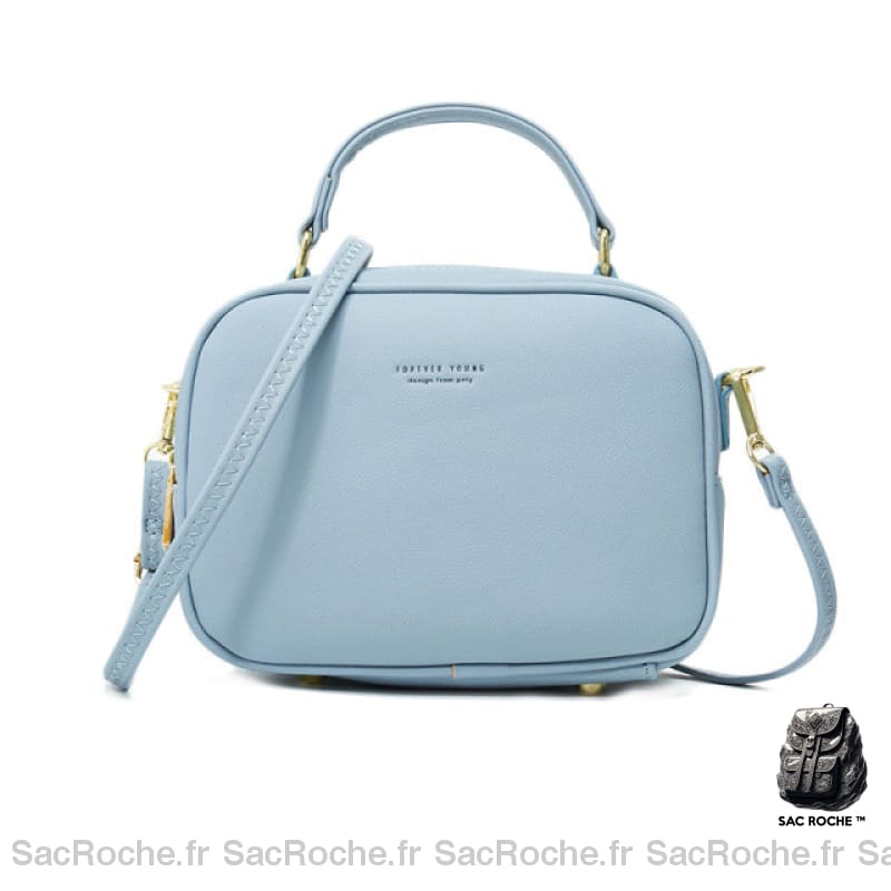 Sac Main Cuir Mini Bandoulière Amovible Bleu Sac À Main Femme