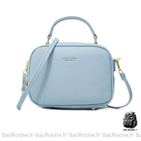 Sac Main Cuir Mini Bandoulière Amovible - modèle Bleu - Sac Roche ™