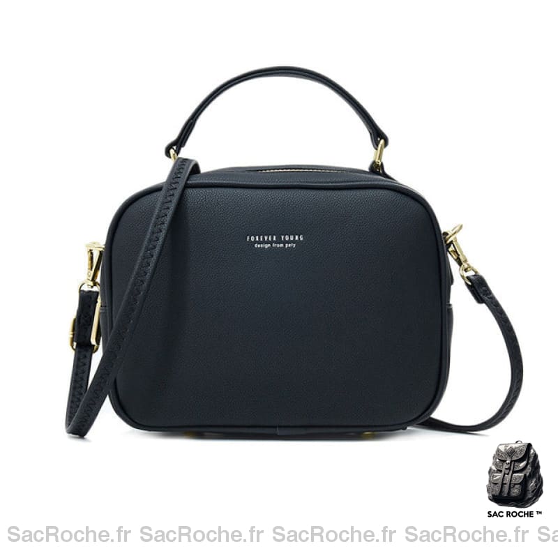 Sac Main Cuir Mini Bandoulière Amovible Noir Sac À Main Femme