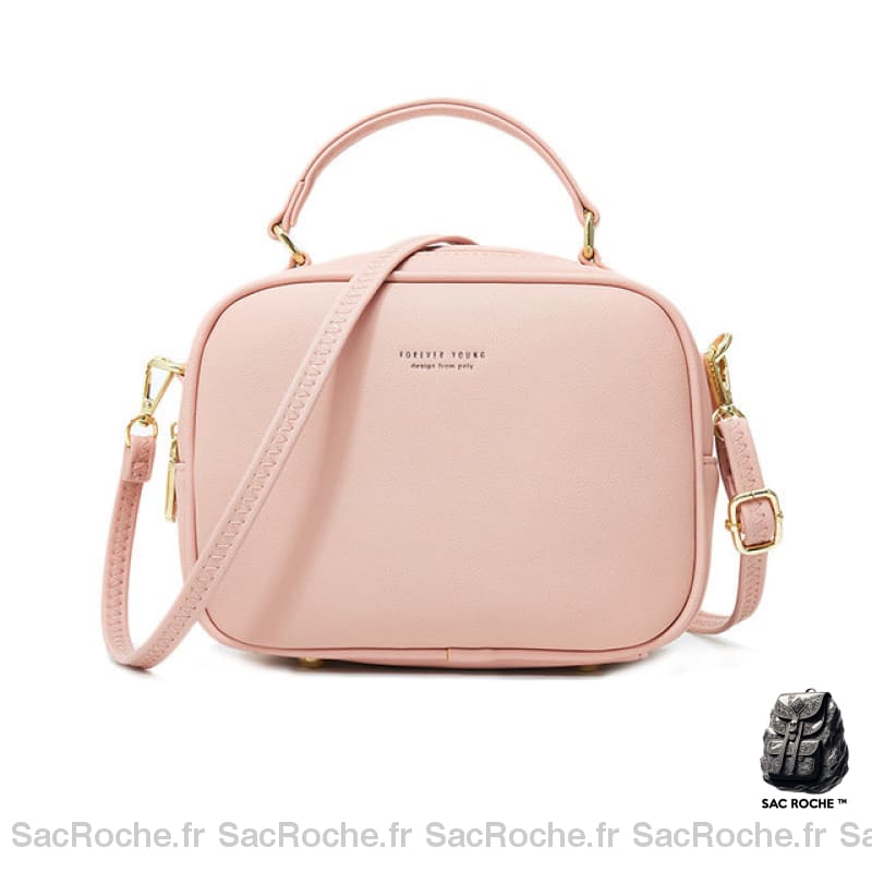 Sac Main Cuir Mini Bandoulière Amovible Rose Sac À Main Femme