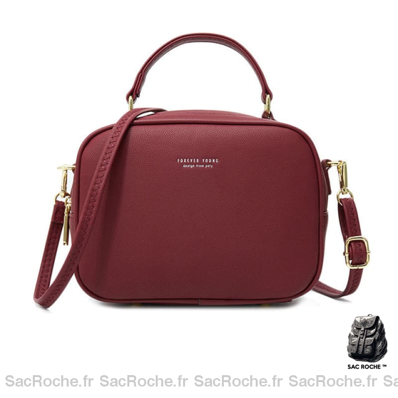 Sac Main Cuir Mini Bandoulière Amovible Rouge Sac À Main Femme