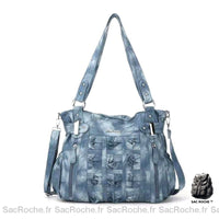 Sac Main Cuir Multipoche Format Femme - modèle Bleu - Sac Roche ™