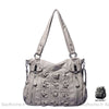 Sac Main Cuir Multipoche Format Femme Gris À