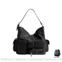 Sac Main Cuir Multipoches Femme - modèle Noir - Sac Roche ™
