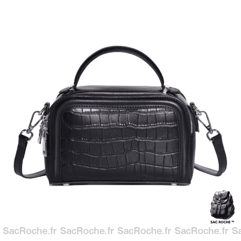 Sac Main Cuir Naturel Femme Noir / 21X8X14Cm À Main Femme