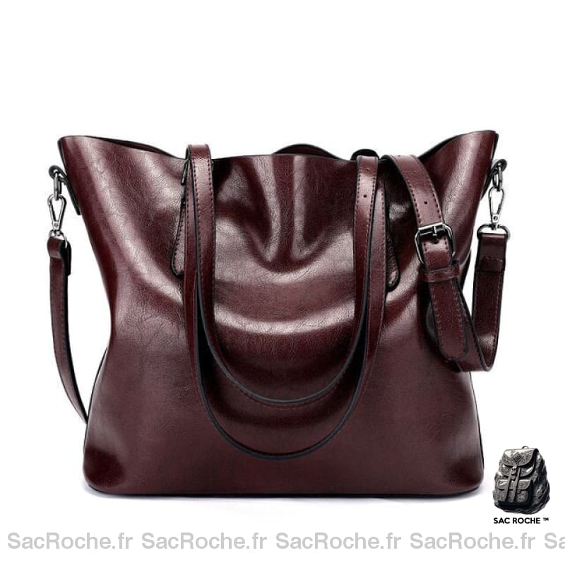 Sac Main Cuir Noir Femme Bordeaux / 32X13X29Cm À