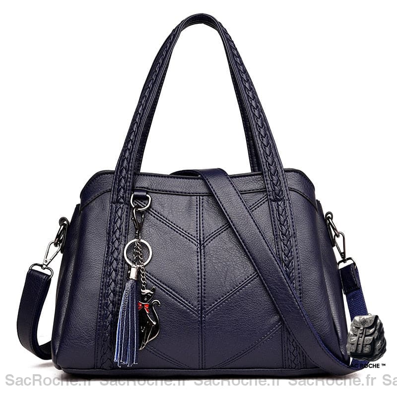 Sac Main Cuir Petit Décontracté Bleu À Main Femme