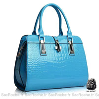 Sac main cuir polyester petit - modèle Bleu ciel - Sac Roche ™
