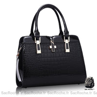 Sac main cuir polyester petit - modèle Noir - Sac Roche ™