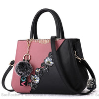 Sac main cuir pompon petit - modèle Rose - Sac Roche ™