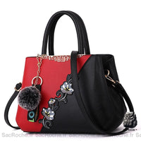 Sac main cuir pompon petit - modèle Rouge - Sac Roche ™
