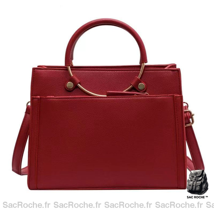 Sac Main Cuir Rouge Chic À Femme