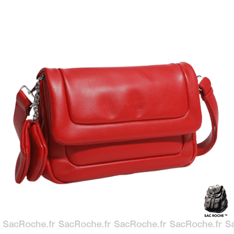 Sac Main Cuir Rouge Femme / 29X20X8Cm À