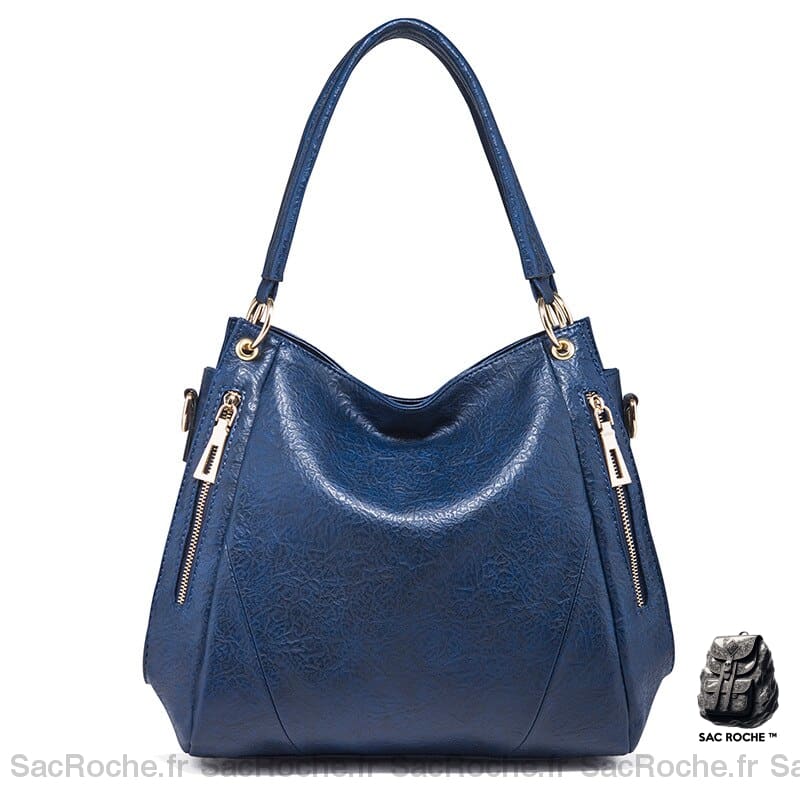 Sac Main Cuir Souple Femme Bleu Foncé À