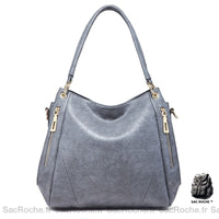Sac Main Cuir Souple Femme - modèle Gris - Sac Roche ™