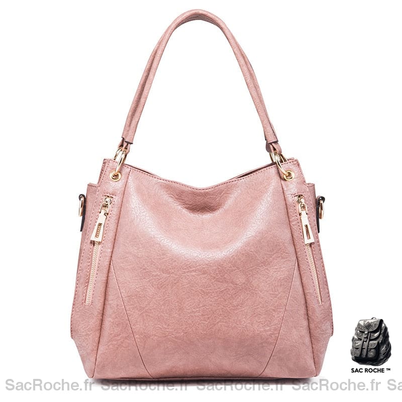 Sac Main Cuir Souple Femme Rose Clair À