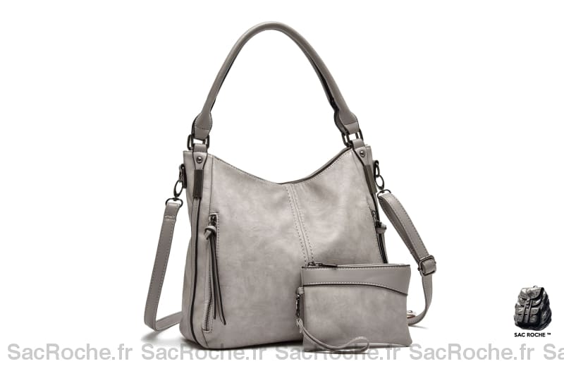 Sac Main Cuir Souple Gris Femme À
