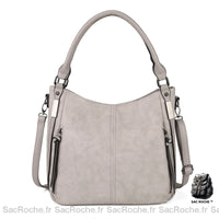 Sac Main Cuir Souple Gris Femme À