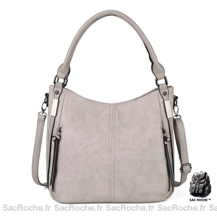 Sac Main Cuir Souple Gris Femme À