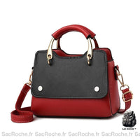 Sac main cuir tendance petit - modèle Noir - Rouge - Sac Roche ™