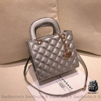 Sac main cuir verni petit - modèle Argenté - Sac Roche ™