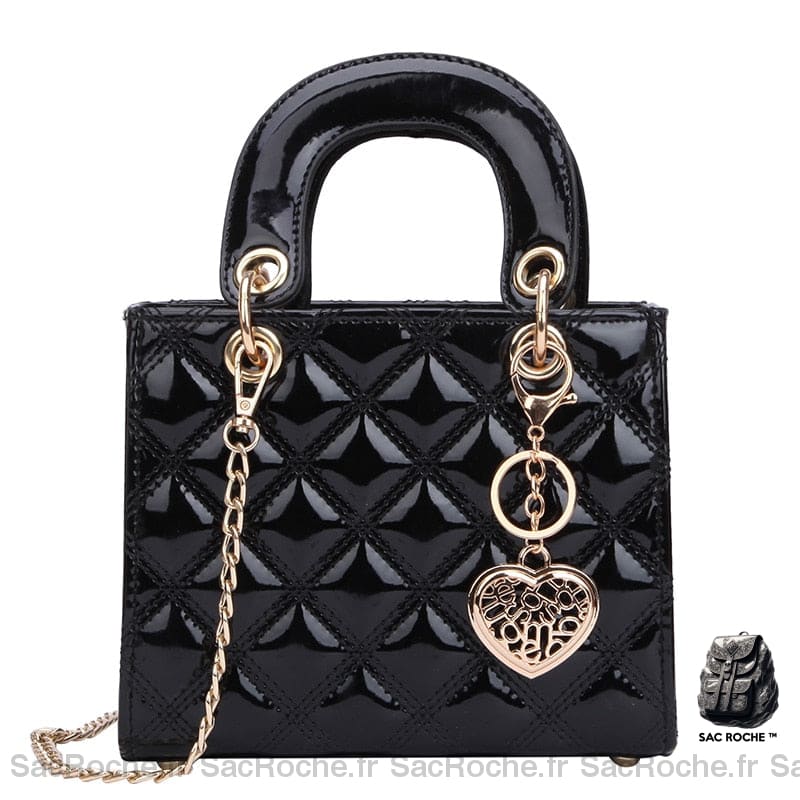 Sac Main Cuir Verni Petit Noir Petit Sac À