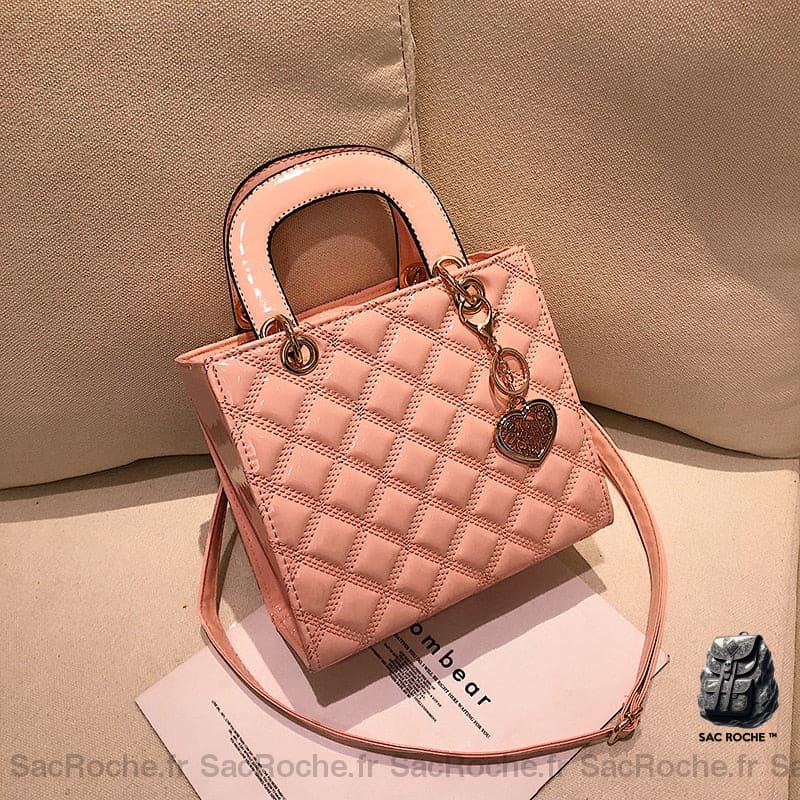 Sac Main Cuir Verni Petit Rose Petit Sac À