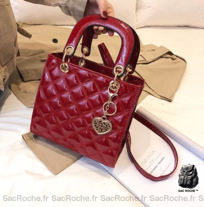 Sac Main Cuir Verni Petit Rouge Petit Sac À