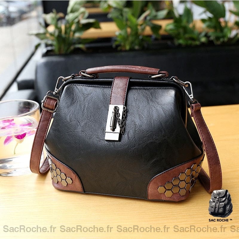 Sac Main Cuir Vintage Petite Taille Noir À Main Femme