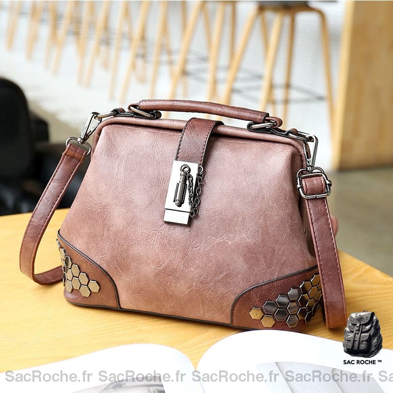 Sac Main Cuir Vintage Petite Taille Rose À Main Femme
