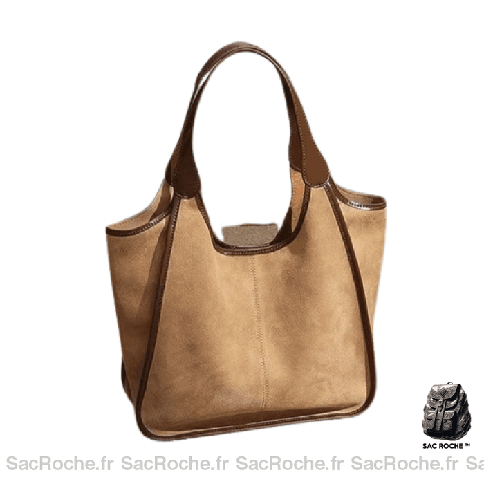 Sac Main Daim Femme Camel À