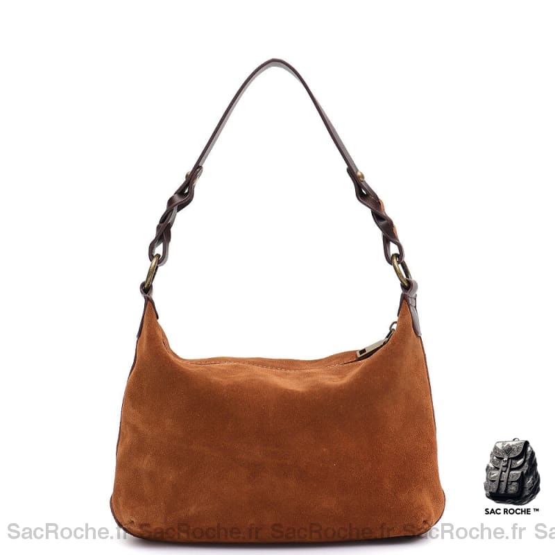 Sac Main Daim Marron À Femme