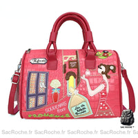 Sac Main Dessin Femme Rose / 32X17X24Cm À