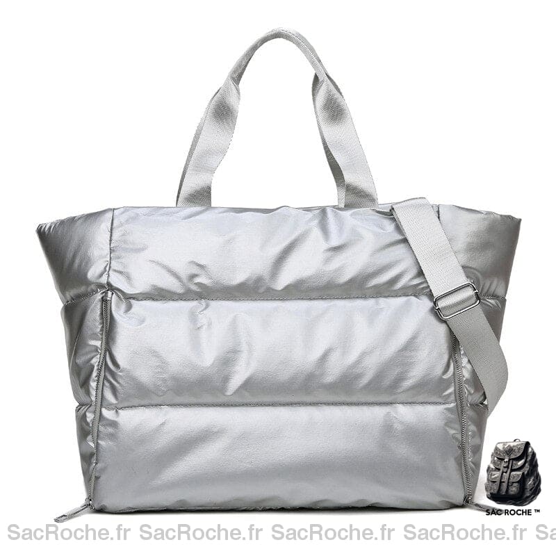 Sac Main Doudoune Femme Gris À