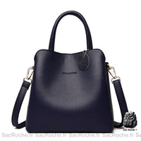 Sac Main Élégant Femme - modèle Bleu nuit / 25cm x 12cm x 23cm - Sac Roche ™