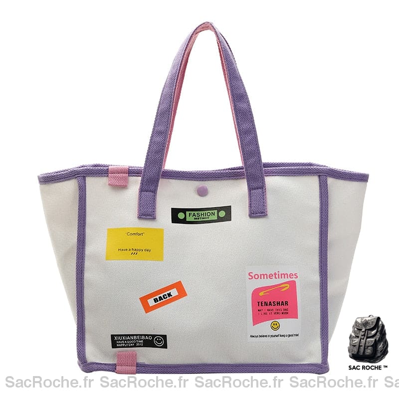 Sac Main Femme Adolescent Noir Purple / 40Cm17Cm28Cm À