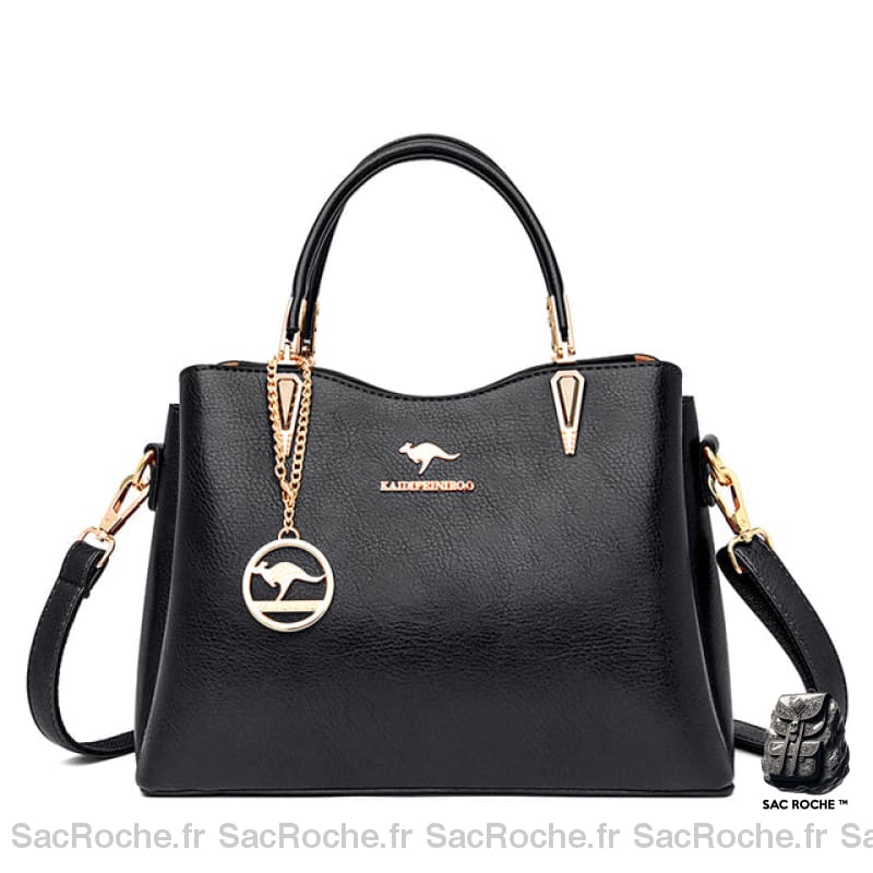 Sac Main Femme Amovible Bandoulière Tote Bag Noir Sac À