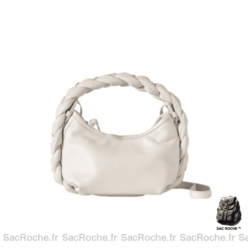 Sac Main Femme Anse Tressée 2 En 1 Blanc / 24X15X8Cm À