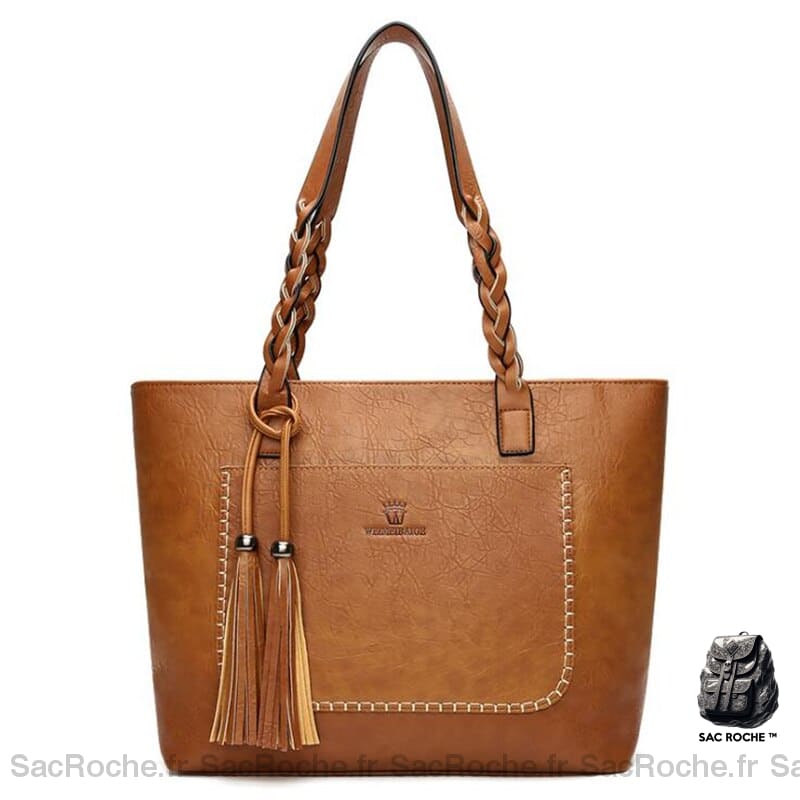 Sac Main Femme Anse Tressée Kaki / 34X12X30Cm À