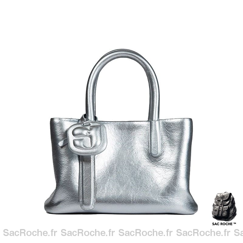 Sac Main Femme Argent Chic Argenté À