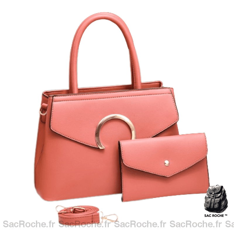 Sac Main Femme Avec Portefeuille Assorti Rose / 31X13X22Cm À Main Femme