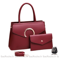Sac main femme avec portefeuille assorti - modèle Rouge / 31x13x22cm - Sac Roche ™