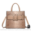 Sac Main Femme Beige Croco Kaki / 31X18X12Cm À
