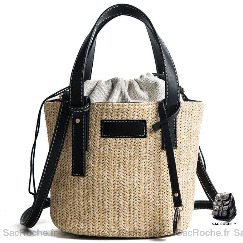 Sac Main Femme Bi Matière Noir À